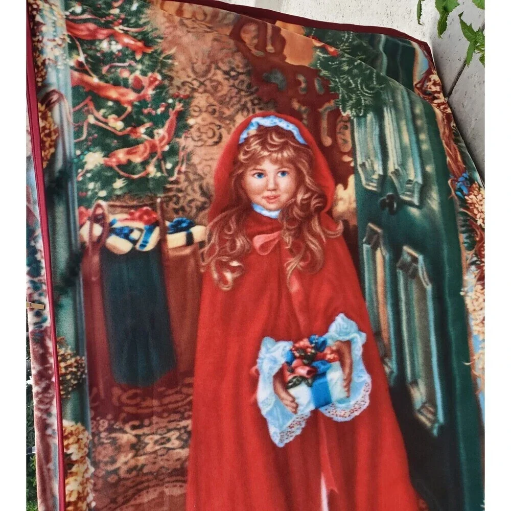 Vintage Sandra Kuck 1996 Merry‎ Christmas Tapestry Throw Blanket 50